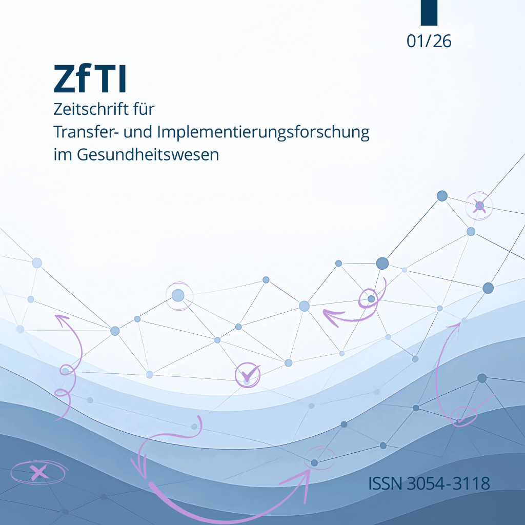 Man sieht das Titelbild der ersten Ausgabe 2025. Es ist in verschiedenen Blautönen gehalten und zeigt ein Netzwerk mit Knotenpunkten. Manche Knotenpunkte sind mit lila Pfeilen verbunden, abgehakt oder angekreuzt.